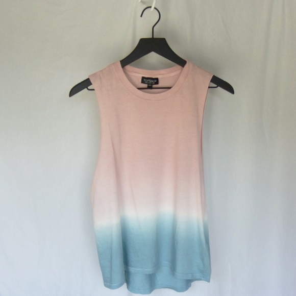 Topshop Tops - Topshop Pink And Teal Muscle Tank